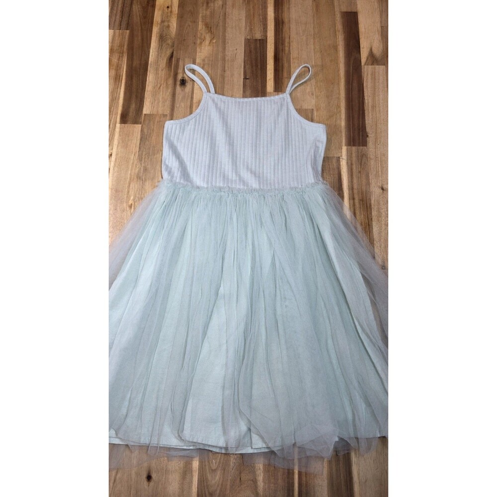​Cotton-On Kids Girls Size 7 Sage Green Ribbed Tulle Tutu Dress Ballerina Twirl